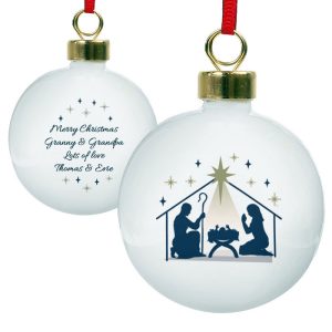 Personalised Nativity Ceramic Christmas Tree Bauble