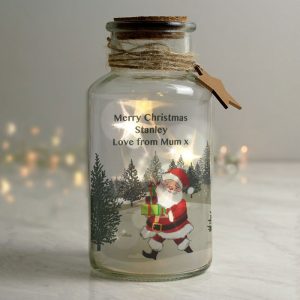 Personalised Santa LED Glass Jar Christmas Decoration