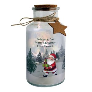 Personalised Santa LED Glass Jar Christmas Decoration