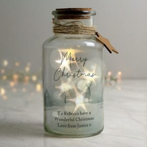 Personalised Merry Christmas LED Glass Jar Decoration