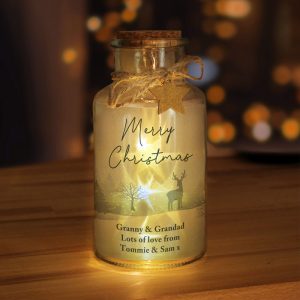 Personalised Merry Christmas LED Glass Jar Decoration