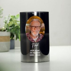 Personalised Photo Upload Smoked Glass LED Candle