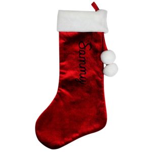 Personalised Name Only Red Fleece Christmas Stocking