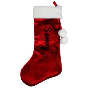 Personalised Holly Red Christmas Stocking Adult or Child