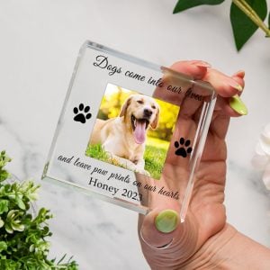 Gift Boxed Dog Memorial Photo Upload Glass Keepsake Block
