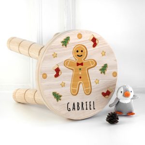 Personalised Christmas Gingerbread Man Wooden Stool