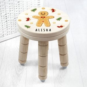 Personalised Christmas Gingerbread Man Wooden Stool