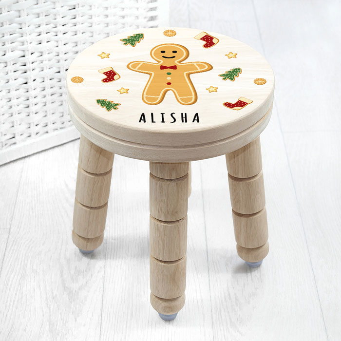 Personalised Christmas Gingerbread Man Wooden Stool