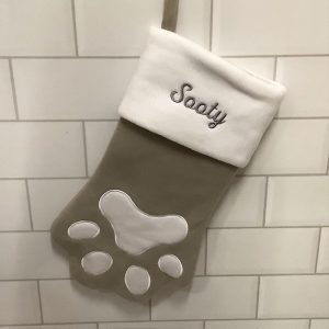 Personalised Large Grey Pet Christmas Stocking Cat or Dog