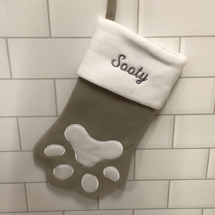 Personalised Large Grey Pet Christmas Stocking Cat or Dog