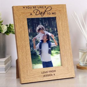 Personalised Like a Dad to Me Oak Finish Photo Frame