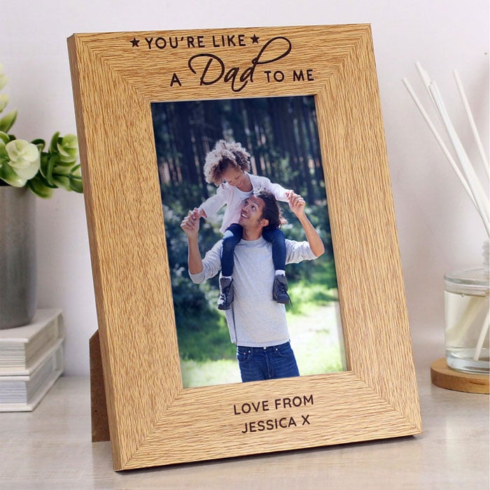 Personalised Like a Dad to Me Oak Finish Photo Frame