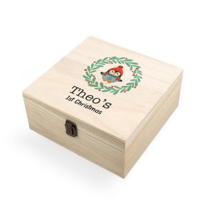 Large Wooden Personalised Baby's First Christmas Eve Box