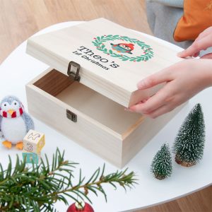 Large Wooden Personalised Baby's First Christmas Eve Box
