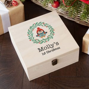Large Wooden Personalised Baby's First Christmas Eve Box