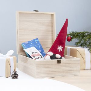Personalised Scandi Fox Large Wooden Christmas Eve Box