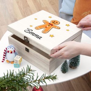 Personalised Gingerbread Man Large Wooden Christmas Eve Box