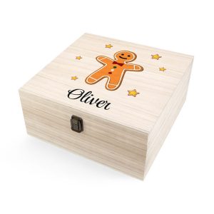 Personalised Gingerbread Man Large Wooden Christmas Eve Box