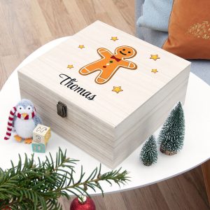 Personalised Gingerbread Man Large Wooden Christmas Eve Box