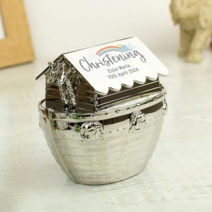 Personalised Engraved Noah's Ark Silver Plated Money Box