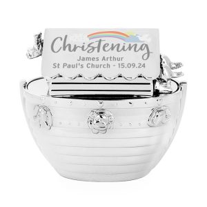 Personalised Engraved Noah's Ark Silver Plated Money Box