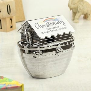 Personalised Engraved Noah's Ark Silver Plated Money Box