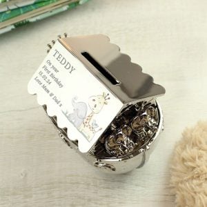 Personalised Engraved Elephant & Giraffe Noahs Ark Money Box
