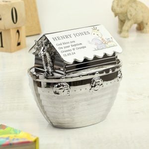 Personalised Engraved Elephant & Giraffe Noahs Ark Money Box