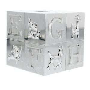 Personalised Silver Finish Elephant ABC Baby Money Box