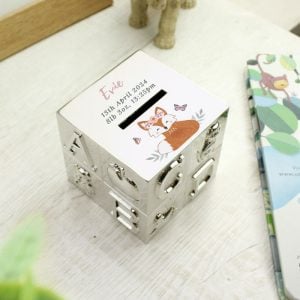 Baby Girl's Personalised Woodland Fox ABC Money Box