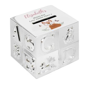 Baby Girl's Personalised Woodland Fox ABC Money Box