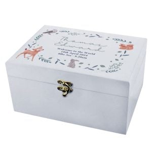 Personalised Woodland Animal Wooden Baby Keepsake Box