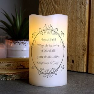 Personalised Ornate Frame LED Diwali Candle