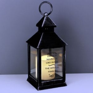 Personalised Antique Scroll Rustic Black Lantern - Any Text