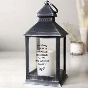 Personalised Antique Scroll Rustic Black Lantern - Any Text