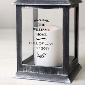 Personalised Antique Scroll Rustic Black Lantern - Any Text