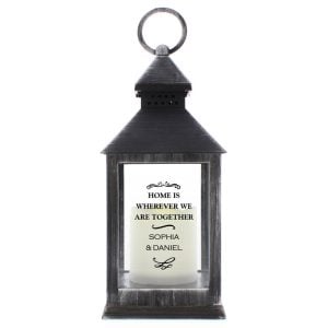Personalised Antique Scroll Rustic Black Lantern - Any Text