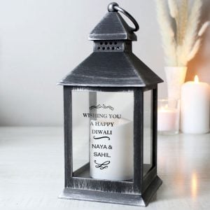 Personalised Antique Scroll Rustic Black Lantern - Any Text
