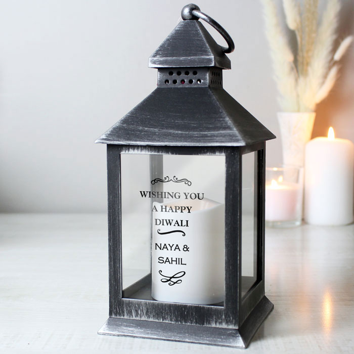 Personalised Antique Scroll Rustic Black Lantern - Any Text