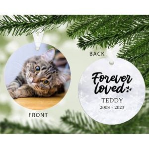 Personalised Forever Loved Acrylic Pet Photo Xmas Decoration
