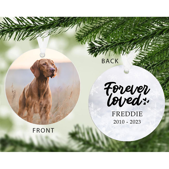 Personalised Forever Loved Acrylic Pet Photo Xmas Decoration