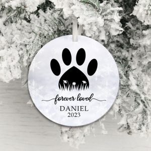 Personalised Paw Print Forever Loved Pet Tree Decoration