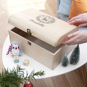 Personalised Christmas Woodland Chest Keepsake Box