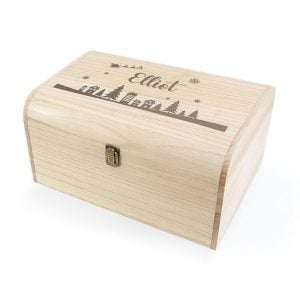 Personalised Christmas Scene Wooden Keepsake Chest