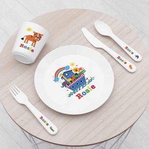 Personalised Kids Noah's Ark Plastic Dinner Set