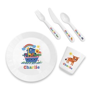 Personalised Kids Noah's Ark Plastic Dinner Set