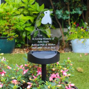 Personalised Robin Memorial Outdoor Solar Light Up Sign