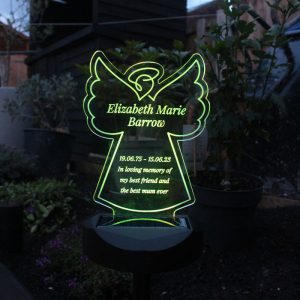 Personalised Angel Memorial Outdoor Solar Light Up Sign