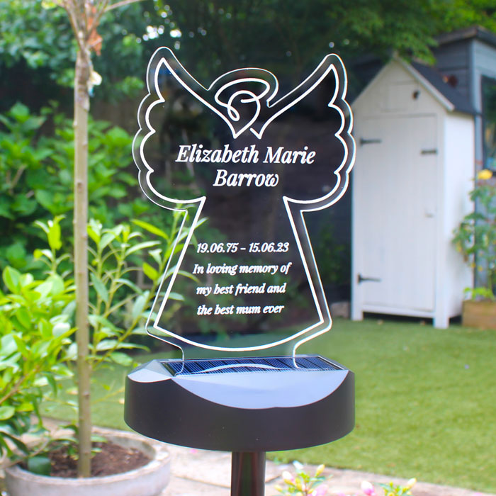 Personalised Angel Memorial Outdoor Solar Light Up Sign