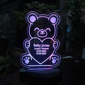 Personalised Teddy Bear Memorial Outdoor Solar Light Up Sign